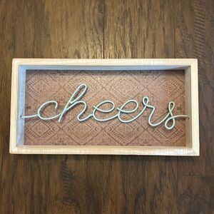 Rustic 'Cheers' Wall Art in Silver and Tan